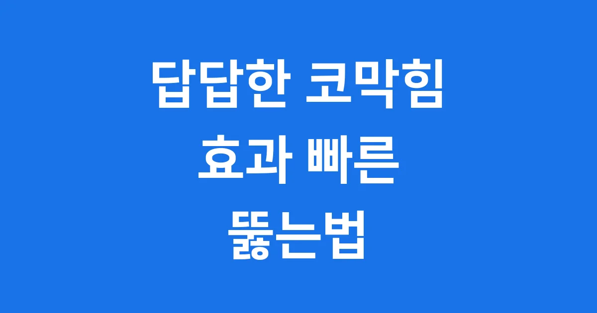 코막힘 뚫는법