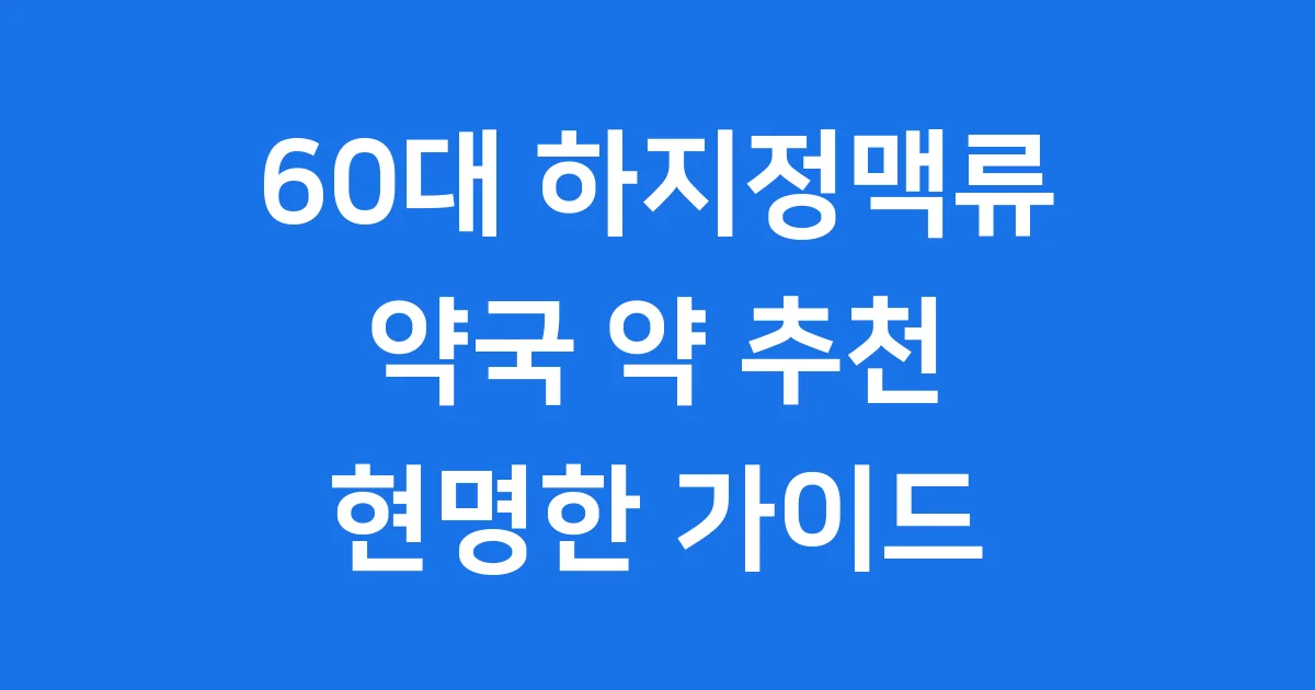 60대 하지정맥류 약국 약 추천