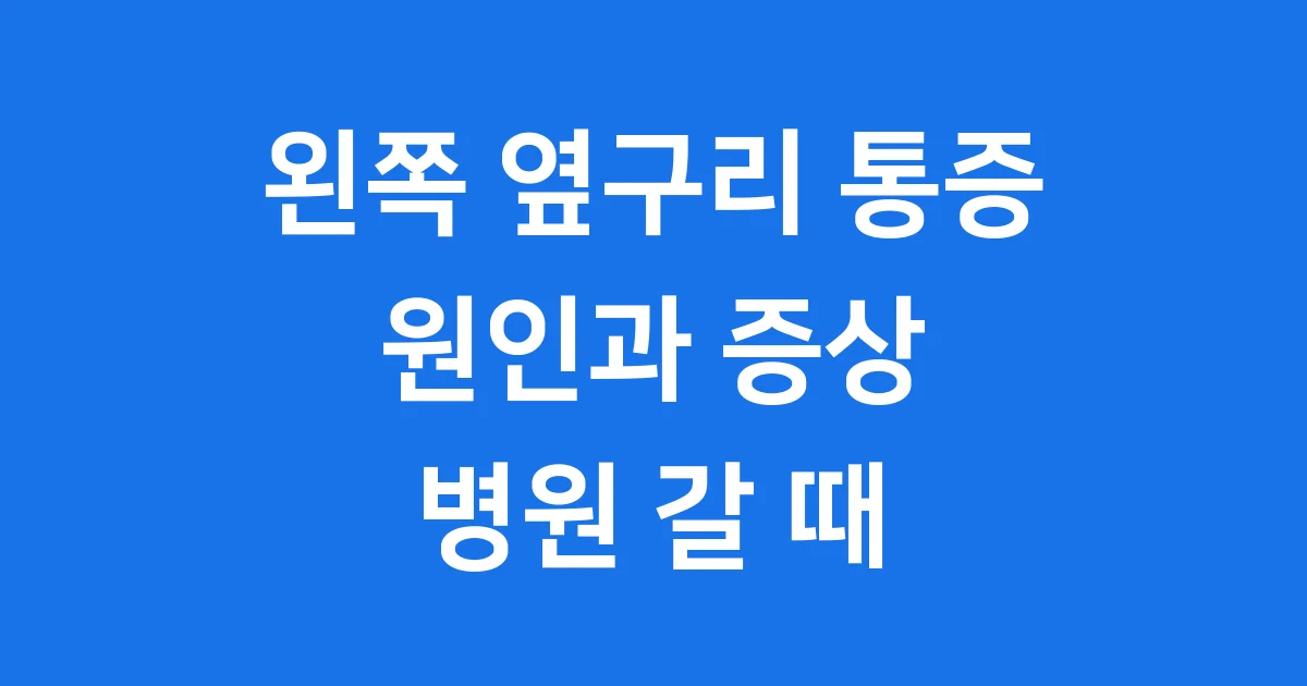 갑자기 왼쪽 옆구리 통증