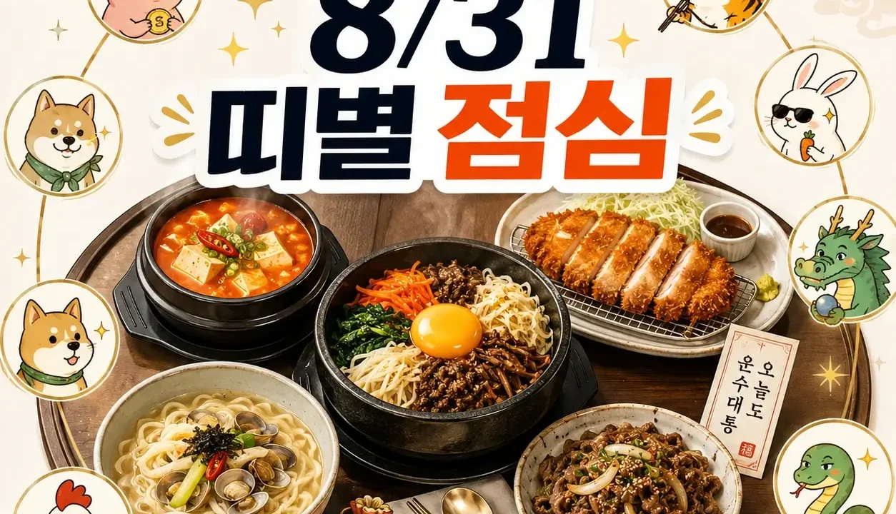8월 31일 띠별 추천 점심메뉴