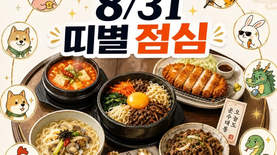 8월 31일 띠별 추천 점심메뉴